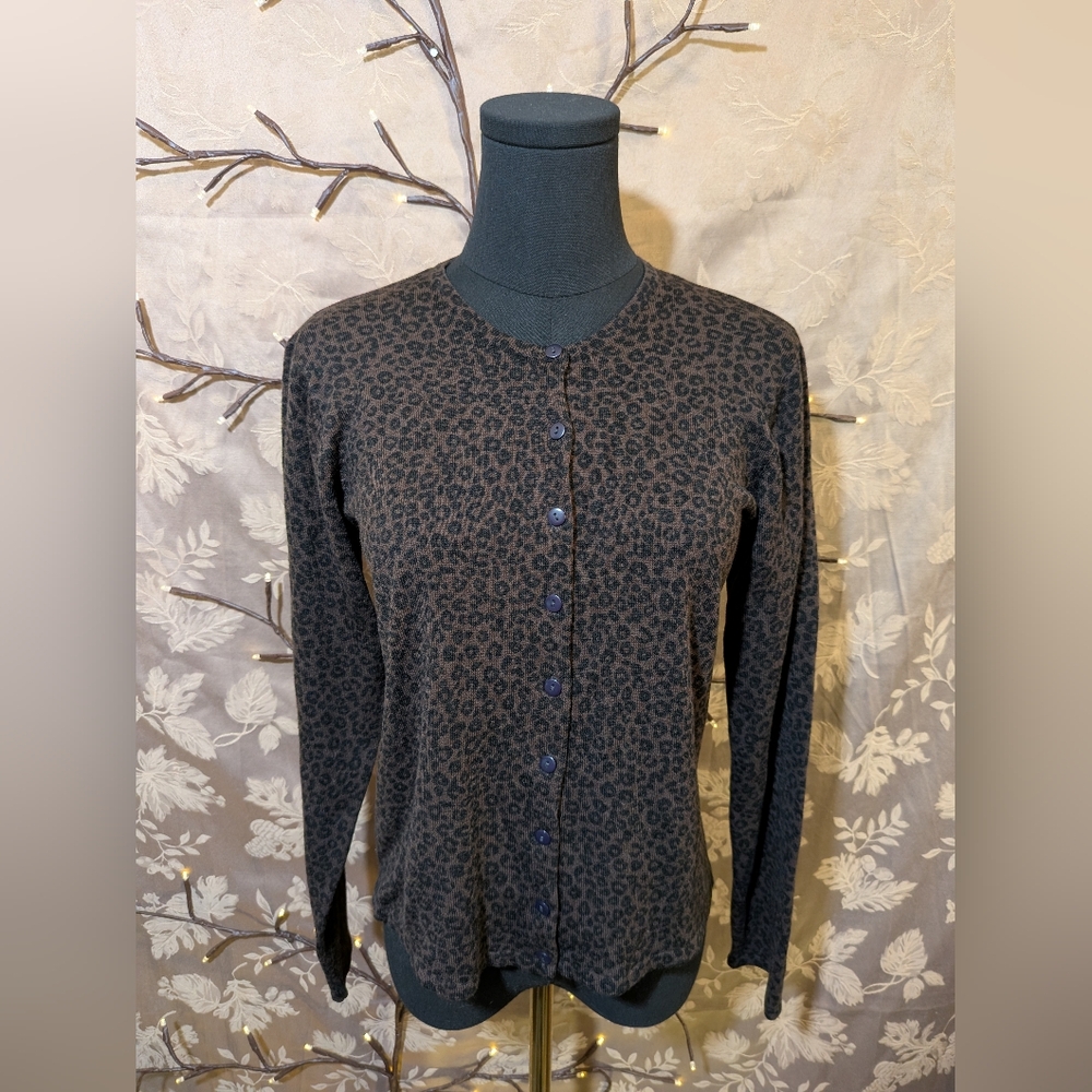 Laura Scott Animal Print Cardigan, Size M, EUC!